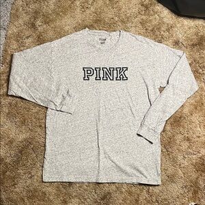 PINK Victoria’s Secret Gray Long Sleeve Shirt Size Small